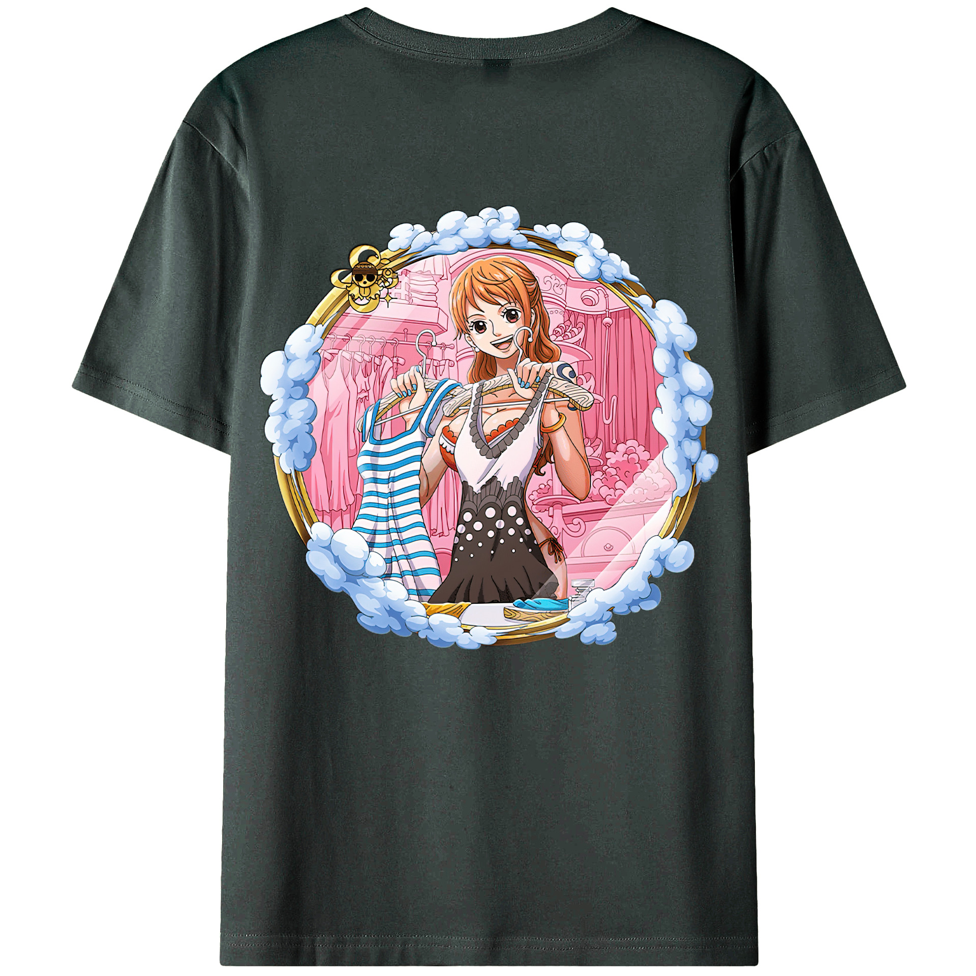 （画像用） ワンピース ナミ ONE PIECE Nami 綿100％ メンズ半袖Tシャツ（バックプリント） 通気性